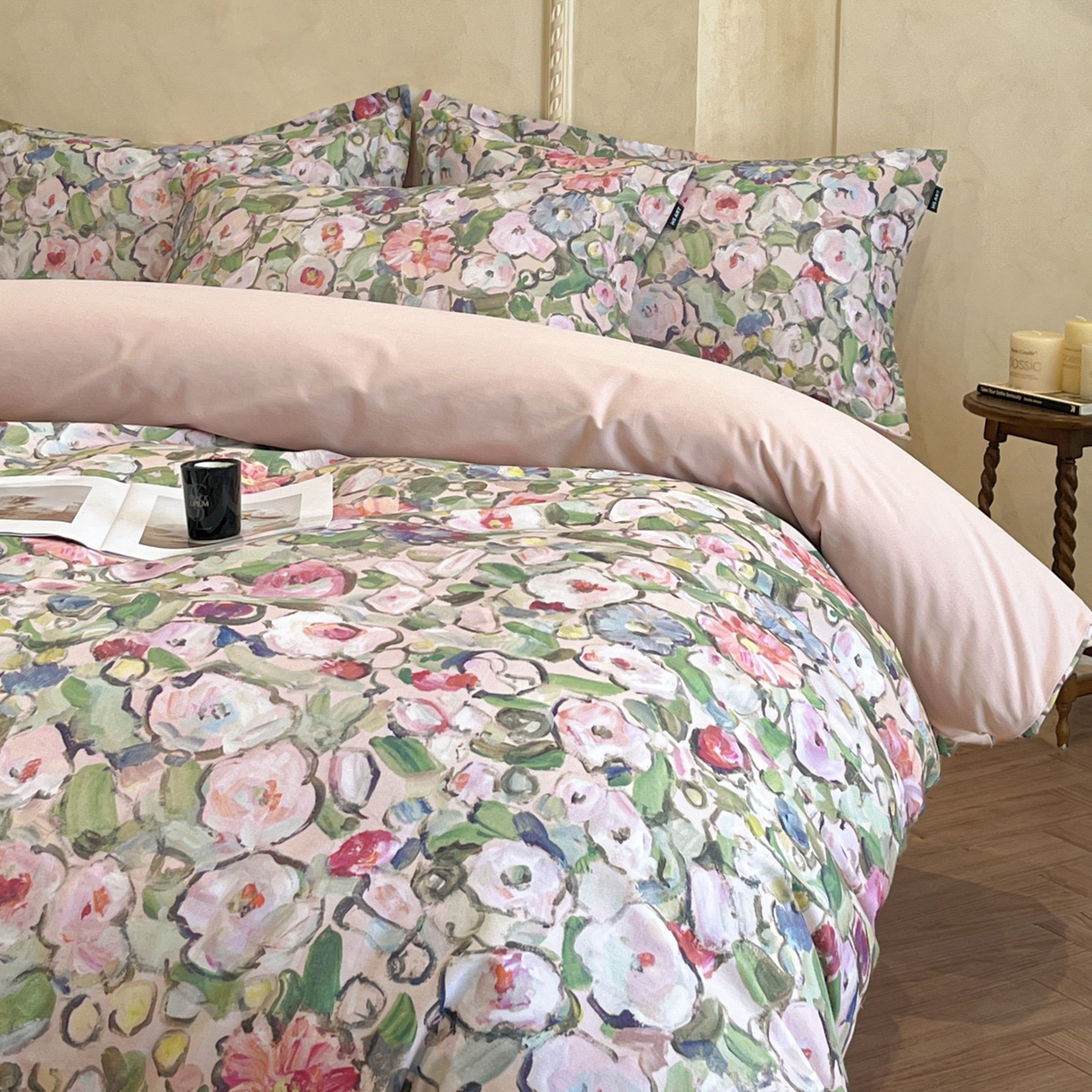 91家纺网 家纺一手货源 找家纺 禾时 2025新款全棉超柔数码印花磨毛四件套（32x21磨毛） 兰朵（绿）