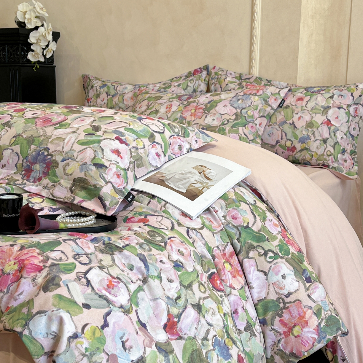 91家纺网 家纺一手货源 找家纺 禾时 2025新款全棉超柔数码印花磨毛四件套（32x21磨毛） 兰朵（绿）