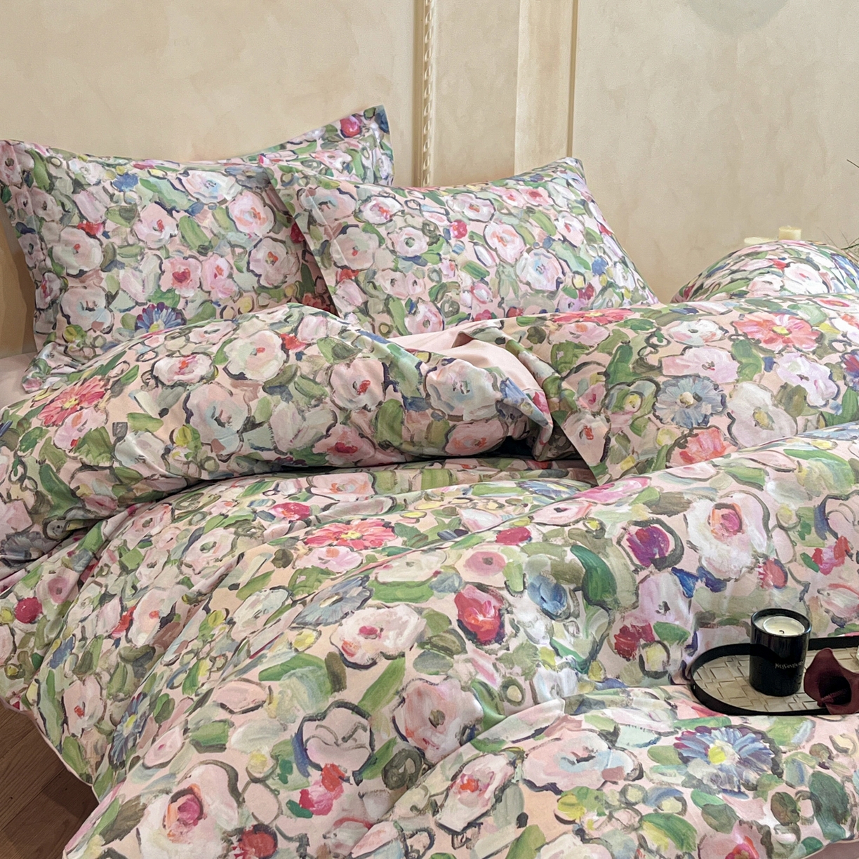 91家纺网 家纺一手货源 找家纺 禾时 2025新款全棉超柔数码印花磨毛四件套（32x21磨毛） 兰朵（绿）