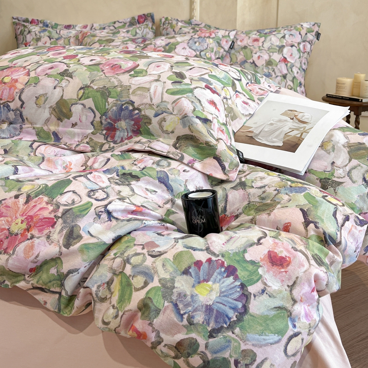 91家纺网 家纺一手货源 找家纺 禾时 2025新款全棉超柔数码印花磨毛四件套（32x21磨毛） 兰朵（绿）