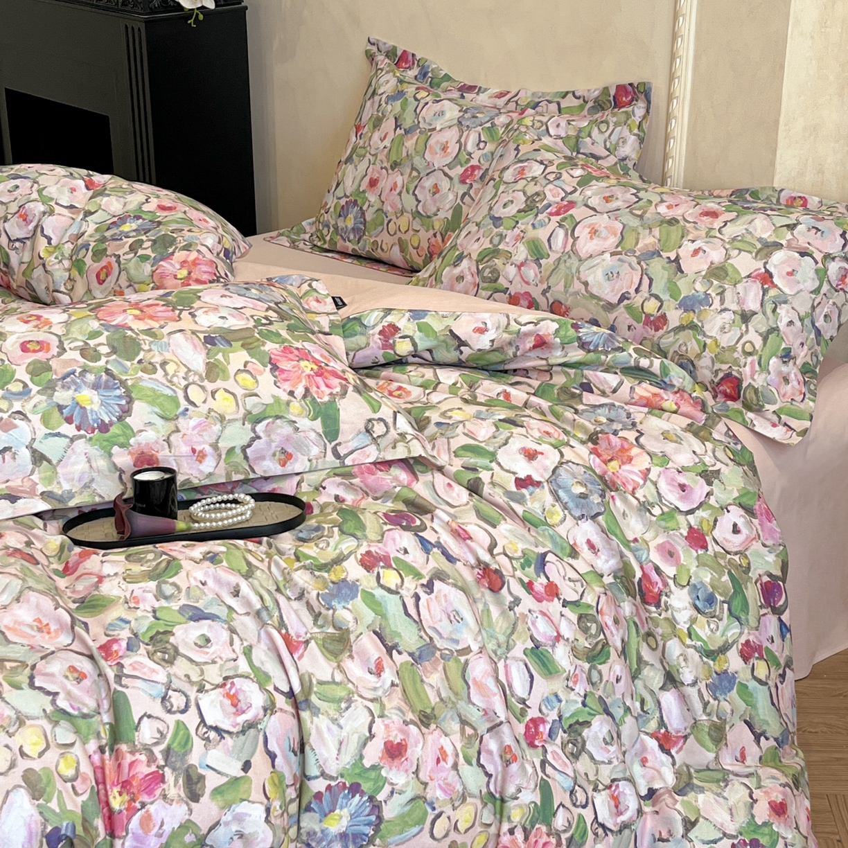 91家纺网 家纺一手货源 找家纺 禾时 2025新款全棉超柔数码印花磨毛四件套（32x21磨毛） 兰朵（绿）