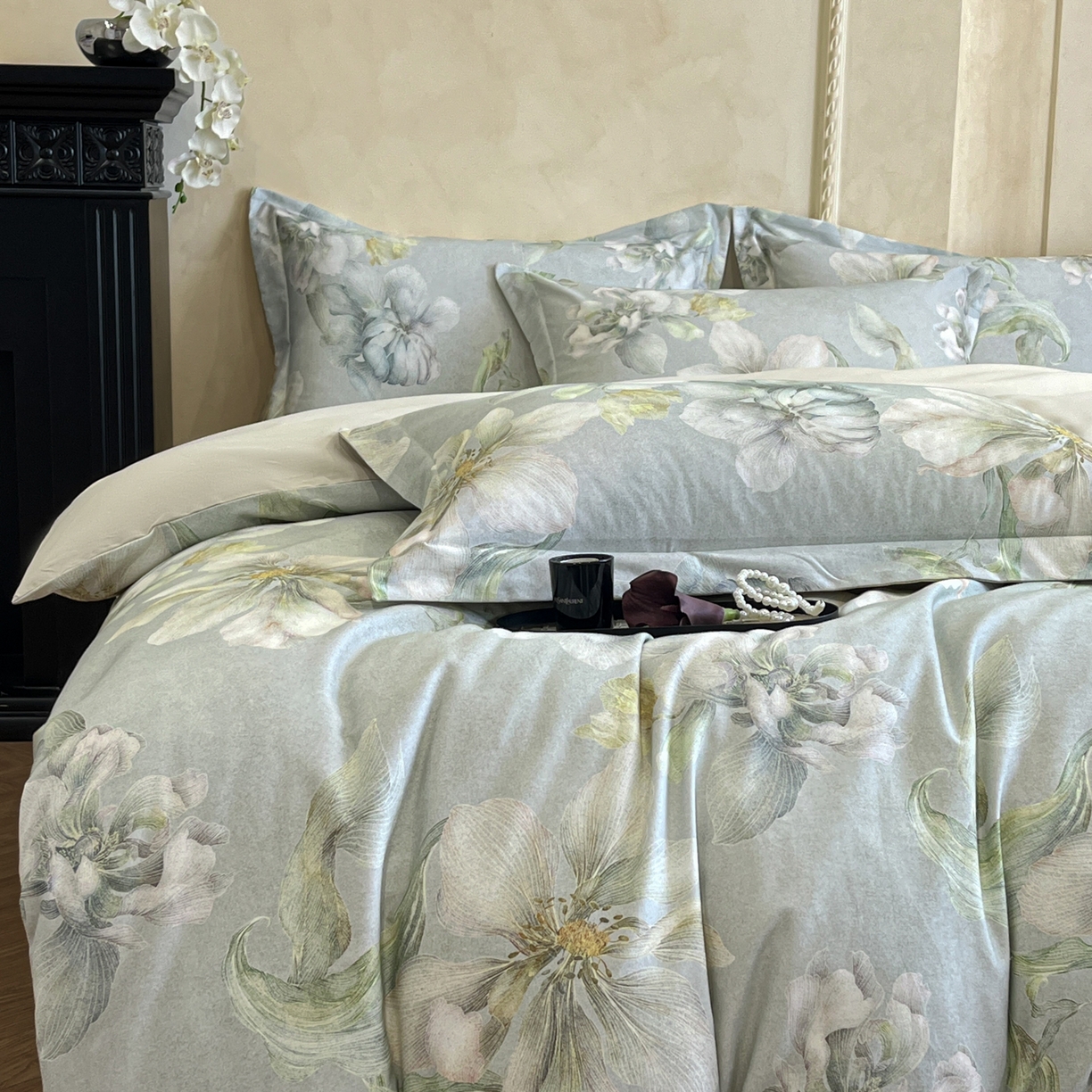 91家纺网 家纺一手货源 找家纺 禾时 2025新款全棉超柔数码印花磨毛四件套（32x21磨毛） 漫隐时光（兰）