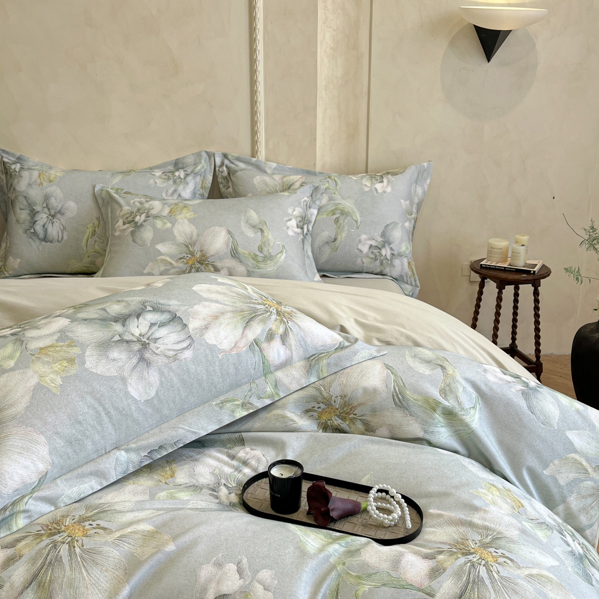 91家纺网 家纺一手货源 找家纺 禾时 2025新款全棉超柔数码印花磨毛四件套（32x21磨毛） 漫隐时光（兰）