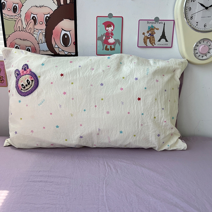 91家纺网 家纺一手货源 找家纺 原素 2025学生季少女心毛巾绣四件套 星星拉拉布