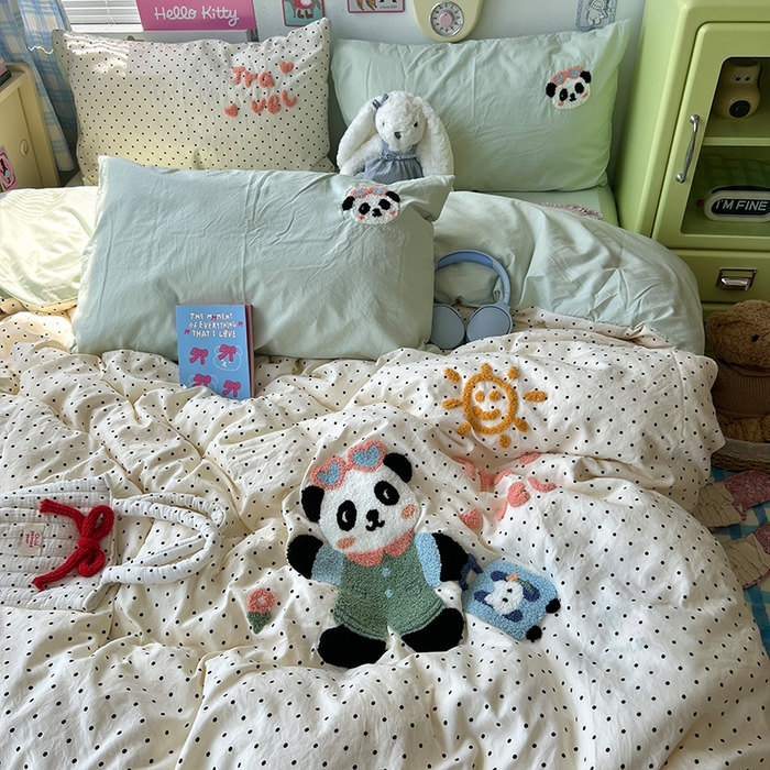 原素 2025学生季少女心毛巾绣四件套 熊猫去旅行