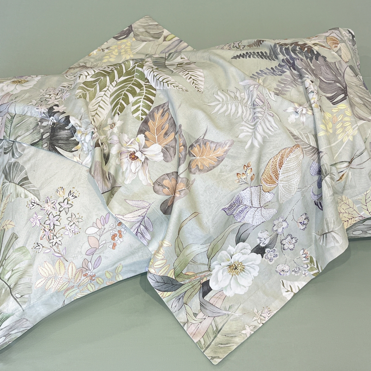 91家纺网 家纺一手货源 找家纺 禾时 2025新款全棉超柔数码印花磨毛四件套（32x21磨毛） 暮云春色（绿）