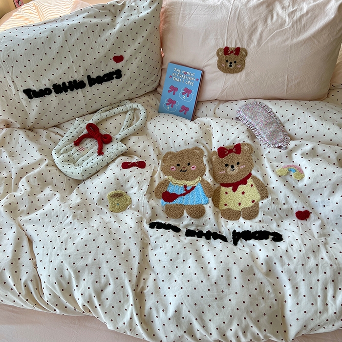 91家纺网 家纺一手货源 找家纺 原素 2025学生季少女心毛巾绣四件套 熊熊好闺蜜