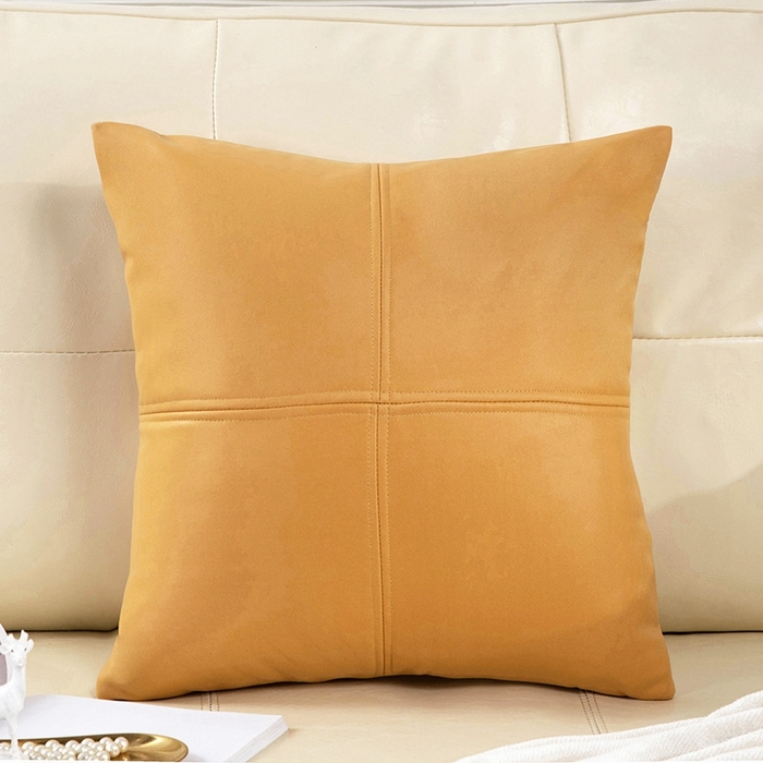 新奇异 2025新款十字拼接科技布抱枕（支持定制） 几何拼接-橙色