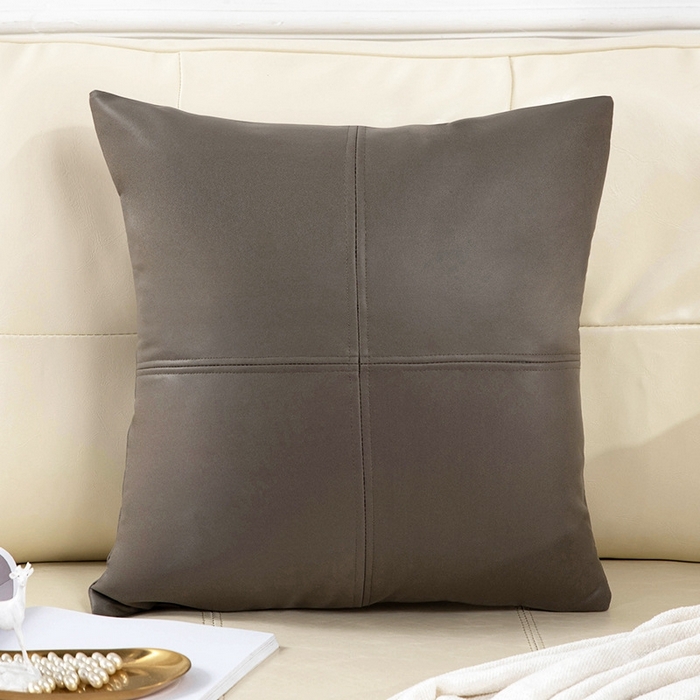 新奇异 2025新款十字拼接科技布抱枕（支持定制） 几何拼接-咖啡