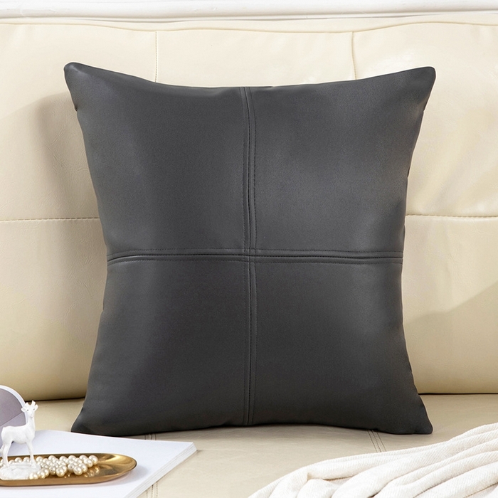 新奇异 2025新款十字拼接科技布抱枕（支持定制） 几何拼接-深灰