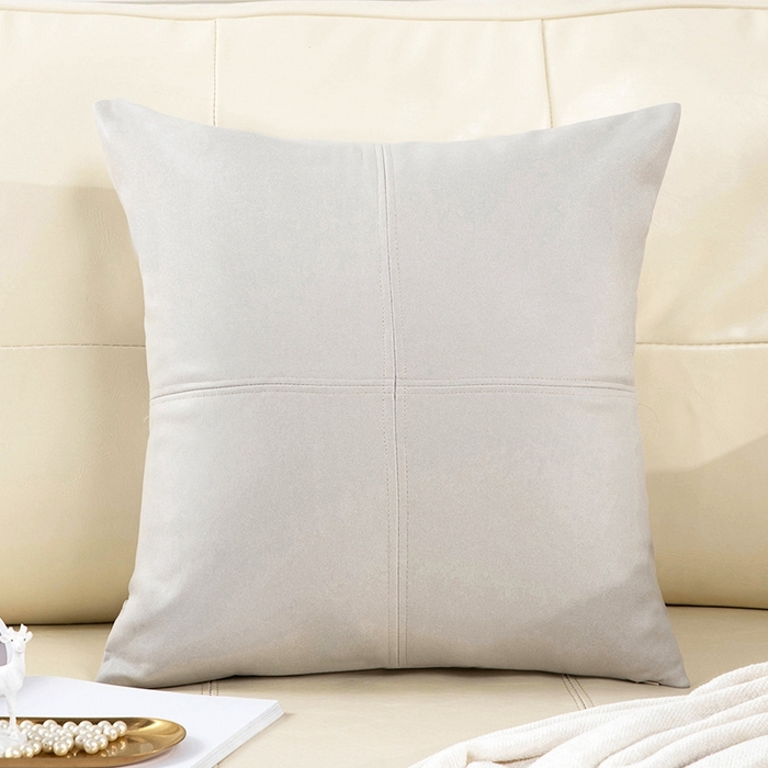 新奇异 2025新款十字拼接科技布抱枕（支持定制） 几何拼接-浅灰