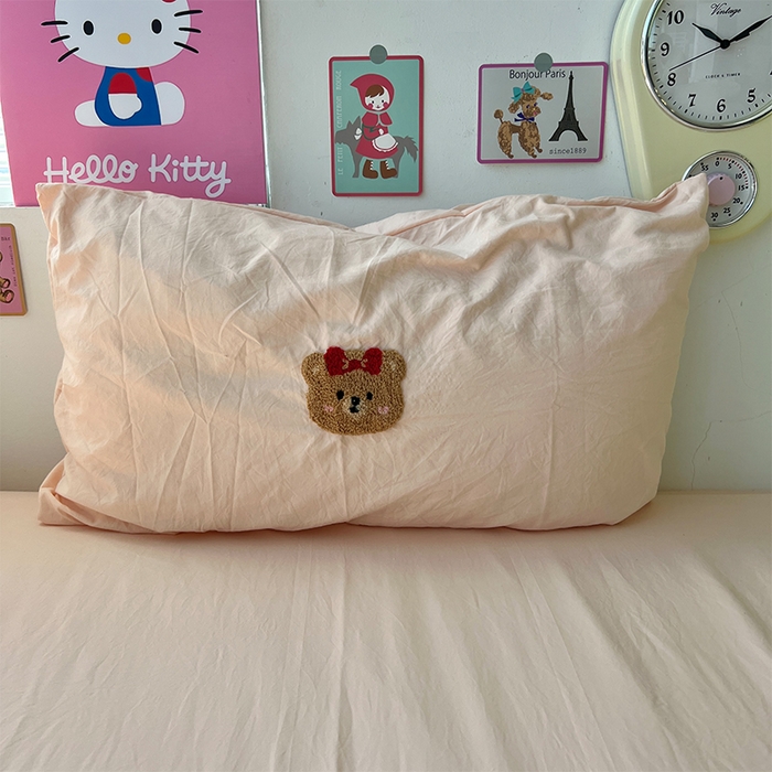 91家纺网 家纺一手货源 找家纺 原素 2025学生季少女心毛巾绣四件套 熊熊好闺蜜