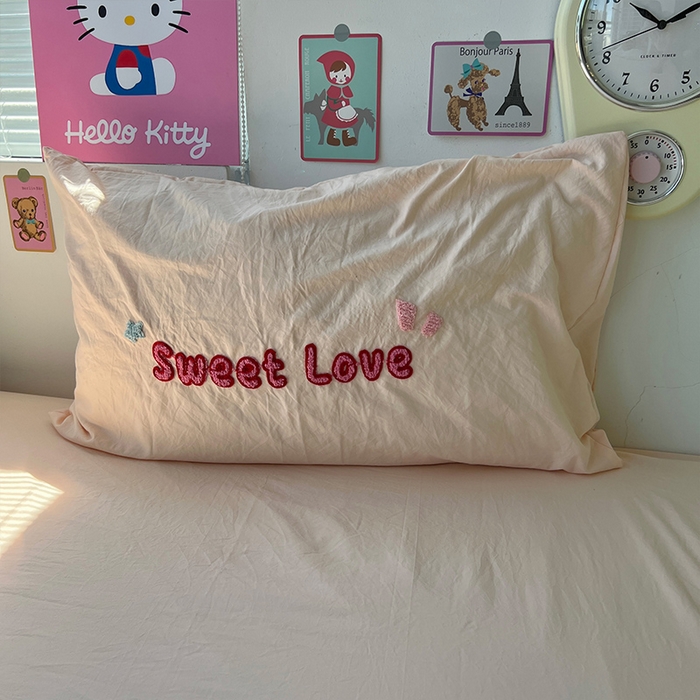 91家纺网 家纺一手货源 找家纺 原素 2025学生季少女心毛巾绣四件套 草莓猫猫