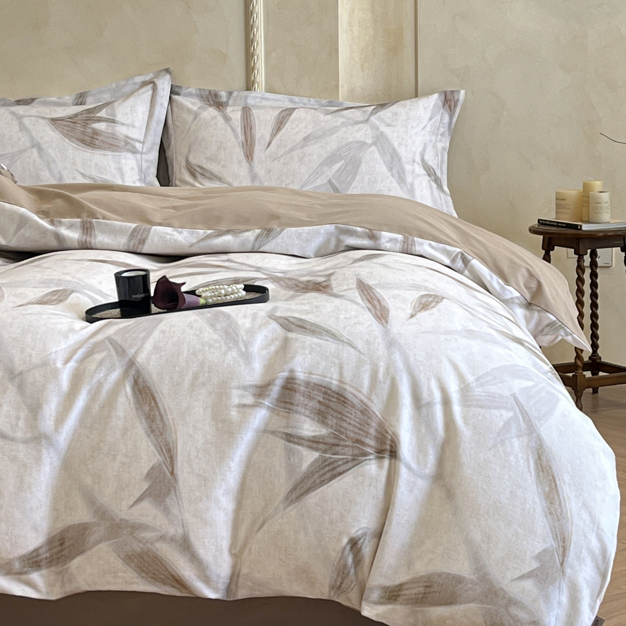 禾时 2025新款全棉超柔数码印花磨毛四件套（32x21磨毛） 清风徐来（粉）