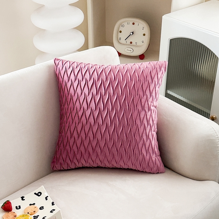 91家纺网 家纺一手货源 找家纺 新奇异 2025新款荷兰绒立体几何抱枕 水波纹-粉色