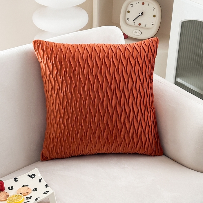 新奇异 2025新款荷兰绒立体几何抱枕 水波纹-柑橘