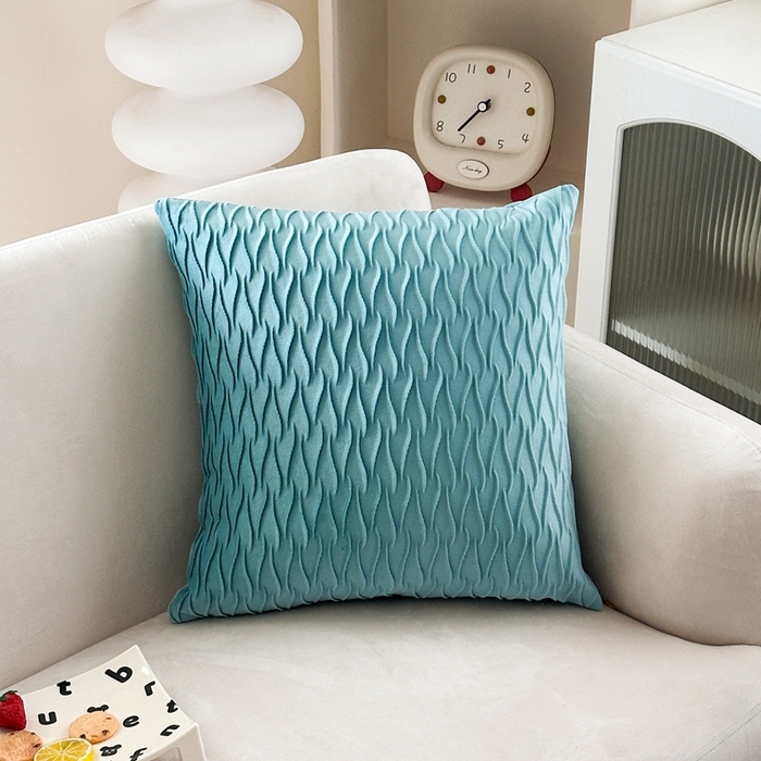 新奇异 2025新款荷兰绒立体几何抱枕 水波纹-浅蓝