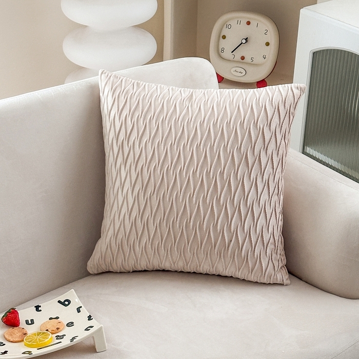 新奇异 2025新款荷兰绒立体几何抱枕 水波纹-奶白