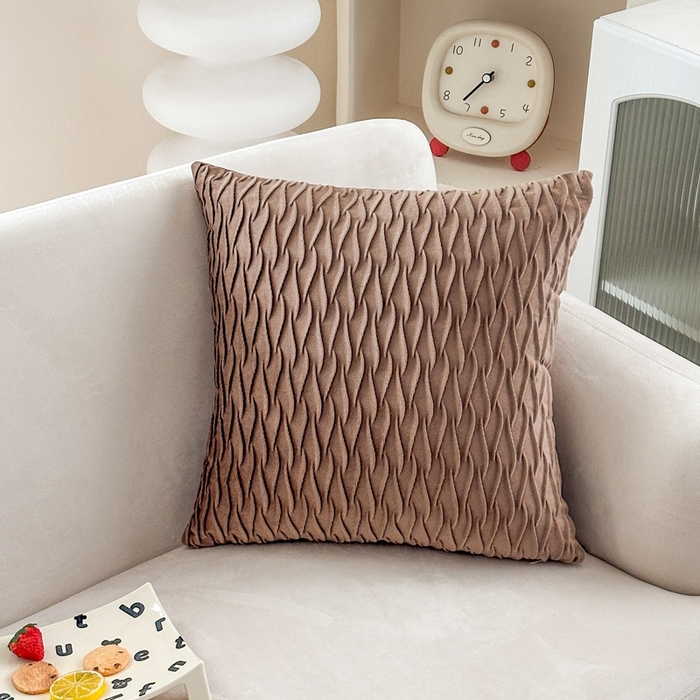 新奇异 2025新款荷兰绒立体几何抱枕 水波纹-咖啡