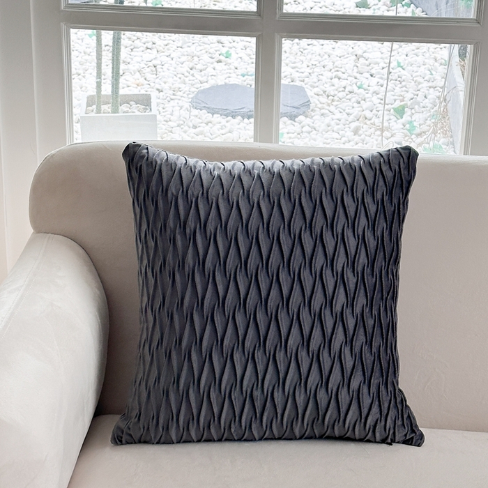 新奇异 2025新款荷兰绒立体几何抱枕 水波纹-灰黑色