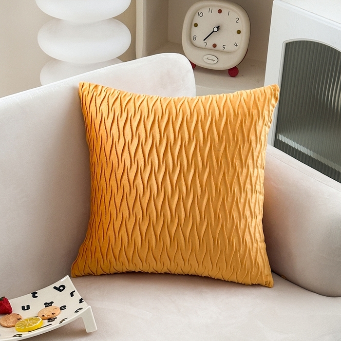 新奇异 2025新款荷兰绒立体几何抱枕 水波纹-黄色