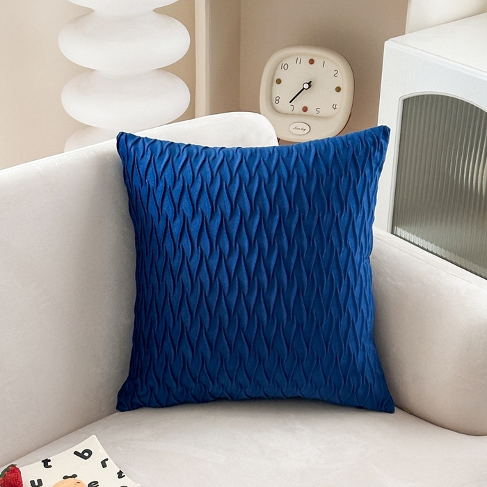 新奇异 2025新款荷兰绒立体几何抱枕 水波纹-深蓝