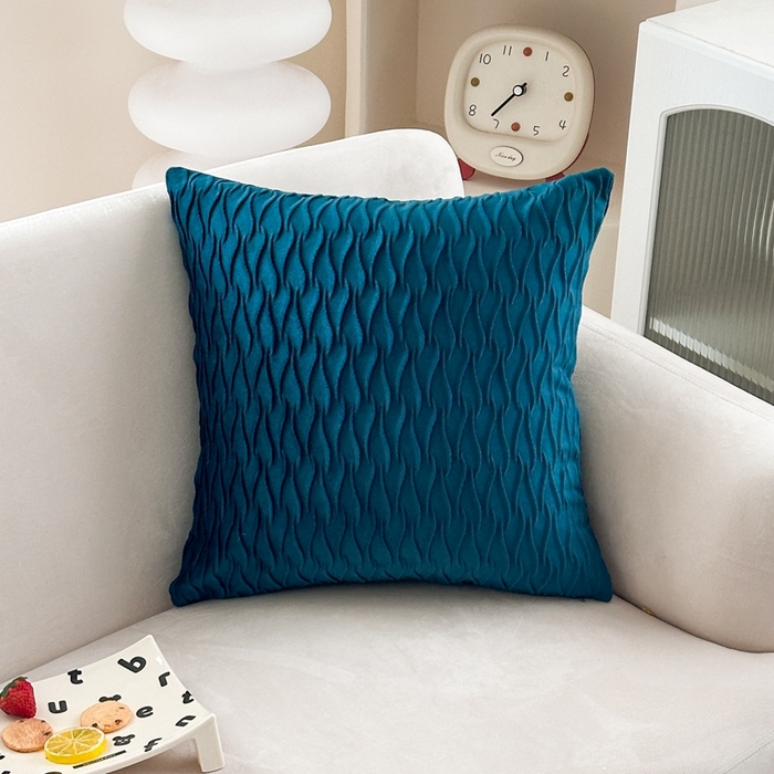新奇异 2025新款荷兰绒立体几何抱枕 水波纹-墨绿
