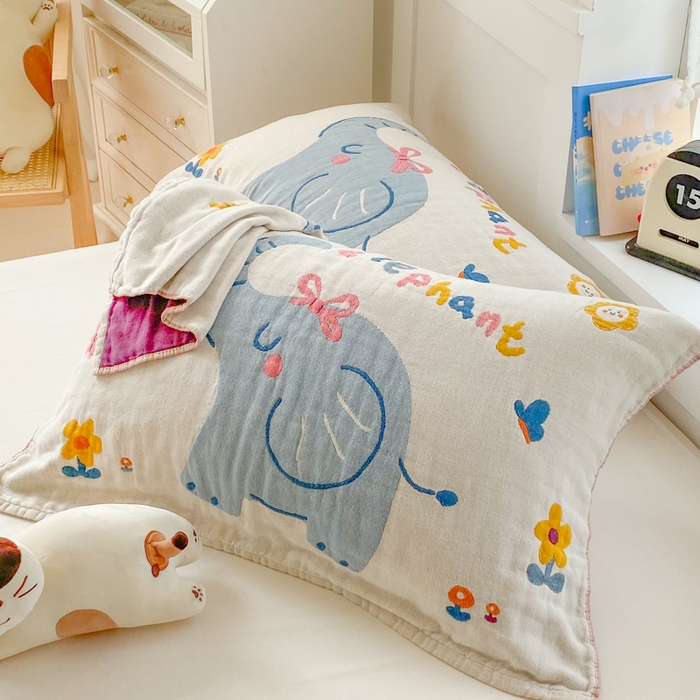 91家纺网 家纺一手货源 找家纺 美宜家2025新款全棉水洗纱布枕巾 迪吉象一只