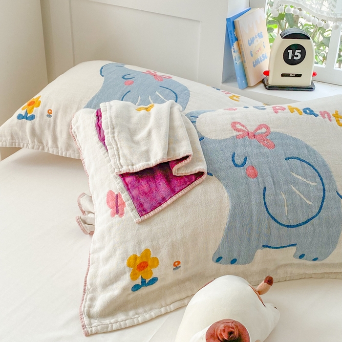 91家纺网 家纺一手货源 找家纺 美宜家2025新款全棉水洗纱布枕巾 迪吉象一只