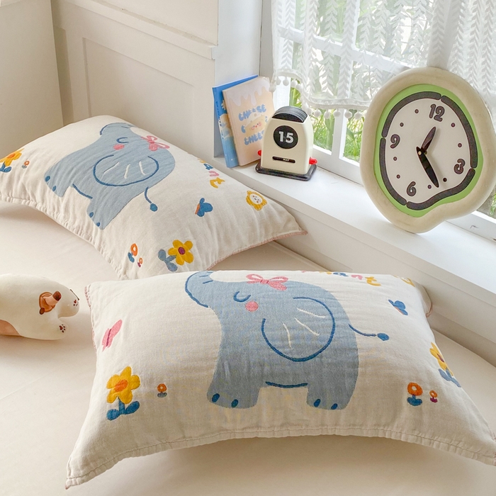 91家纺网 家纺一手货源 找家纺 美宜家2025新款全棉水洗纱布枕巾 迪吉象一只