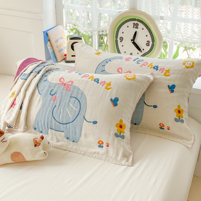 91家纺网 家纺一手货源 找家纺 美宜家2025新款全棉水洗纱布枕巾 迪吉象一只