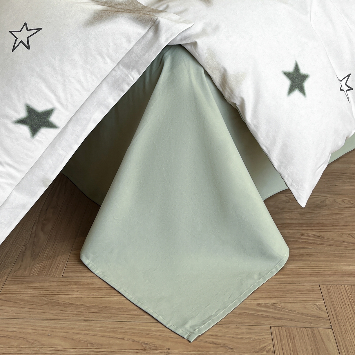 91家纺网 家纺一手货源 找家纺 禾时 2025新款全棉超柔数码印花磨毛四件套（32x21磨毛） 星彩（绿）