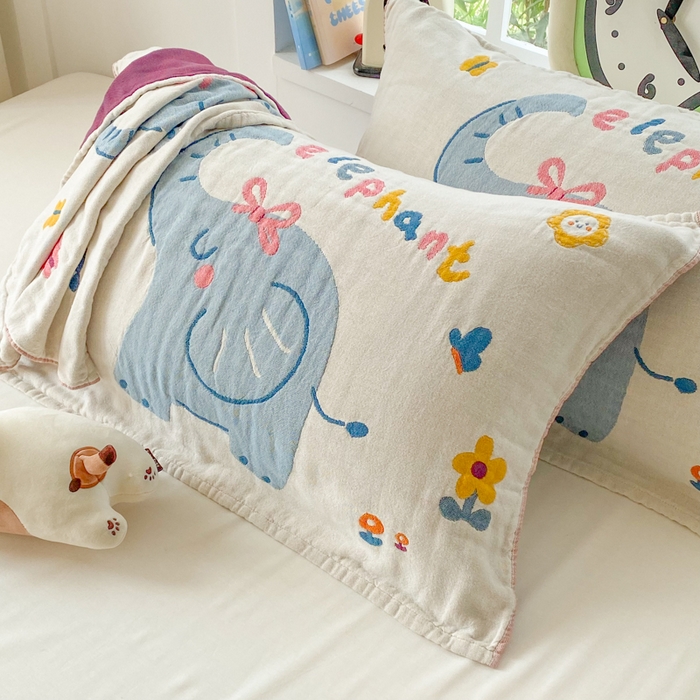 91家纺网 家纺一手货源 找家纺 美宜家2025新款全棉水洗纱布枕巾 迪吉象一只