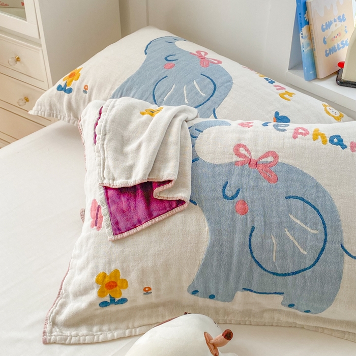 91家纺网 家纺一手货源 找家纺 美宜家2025新款全棉水洗纱布枕巾 迪吉象一对