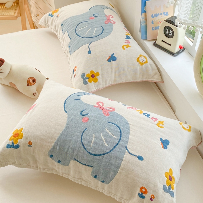 91家纺网 家纺一手货源 找家纺 美宜家2025新款全棉水洗纱布枕巾 迪吉象一对