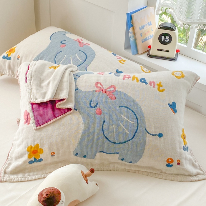 91家纺网 家纺一手货源 找家纺 美宜家2025新款全棉水洗纱布枕巾 迪吉象一对