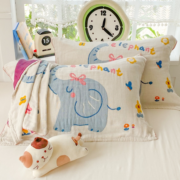 91家纺网 家纺一手货源 找家纺 美宜家2025新款全棉水洗纱布枕巾 迪吉象一对