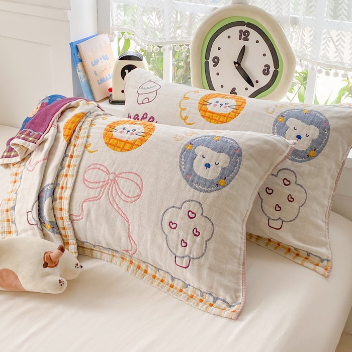 91家纺网 家纺一手货源 找家纺 美宜家2025新款全棉水洗纱布枕巾 梦幻蝶结一只