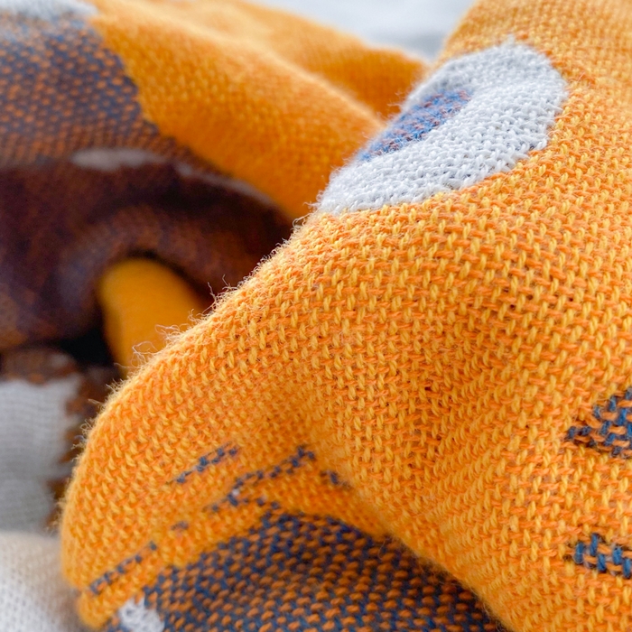 91家纺网 家纺一手货源 找家纺 美宜家2025新款全棉水洗纱布枕巾 狮狮如意一只