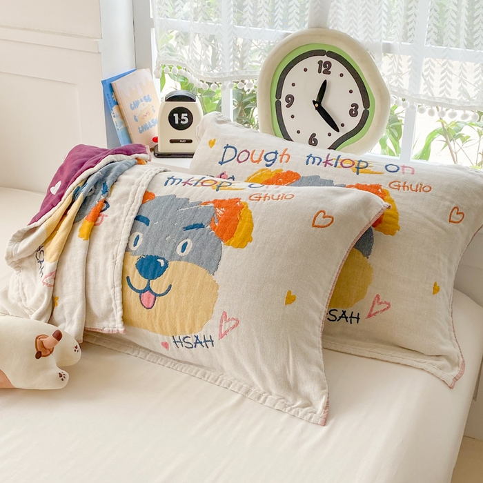 91家纺网 家纺一手货源 找家纺 美宜家2025新款全棉水洗纱布枕巾 旺旺一只