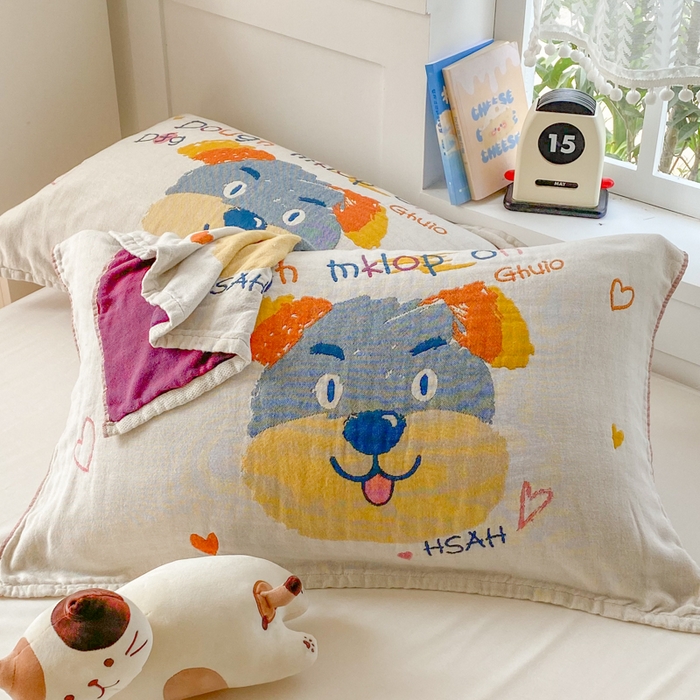 91家纺网 家纺一手货源 找家纺 美宜家2025新款全棉水洗纱布枕巾 旺旺一只