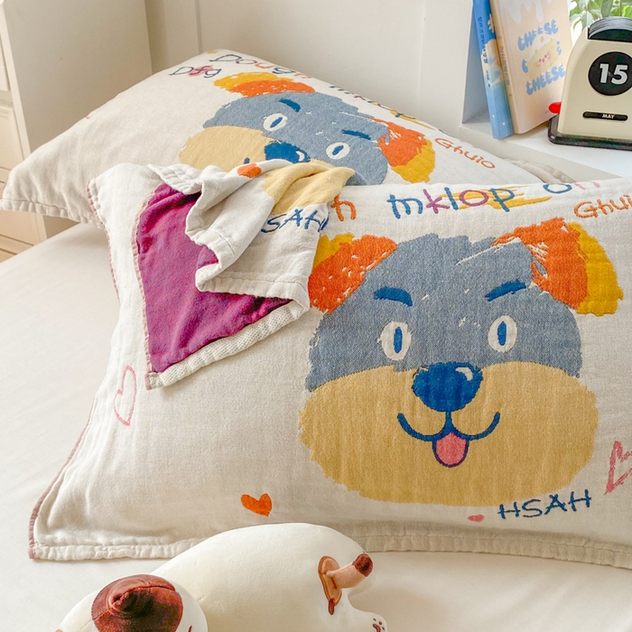 91家纺网 家纺一手货源 找家纺 美宜家2025新款全棉水洗纱布枕巾 旺旺一只