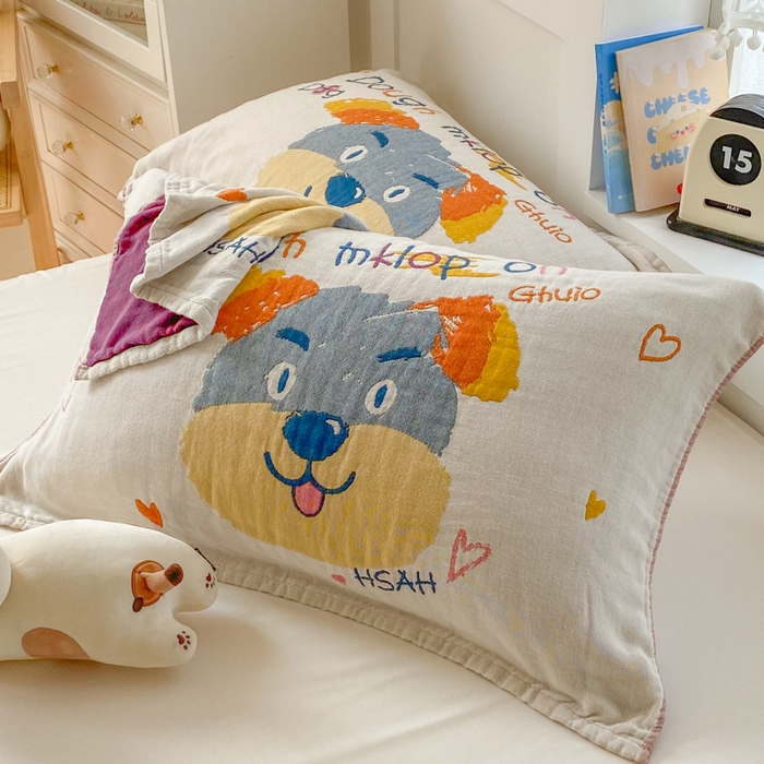 91家纺网 家纺一手货源 找家纺 美宜家2025新款全棉水洗纱布枕巾 旺旺一只