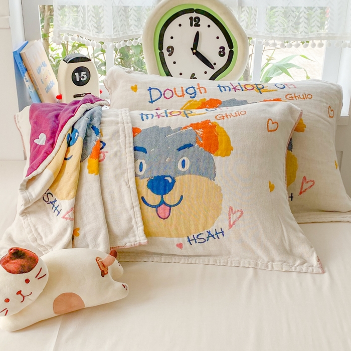 91家纺网 家纺一手货源 找家纺 美宜家2025新款全棉水洗纱布枕巾 旺旺一只