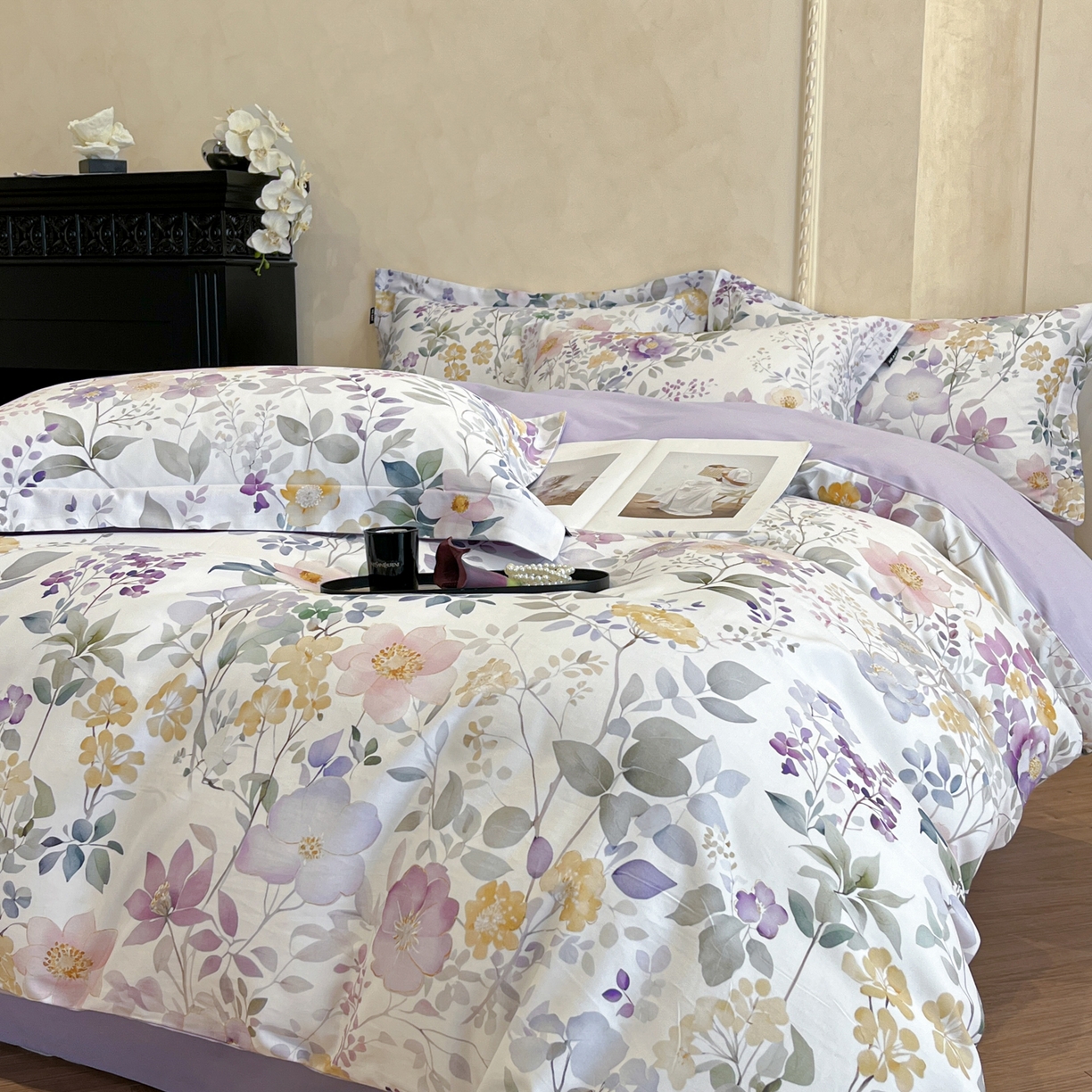 91家纺网 家纺一手货源 找家纺 禾时 2025新款全棉超柔数码印花磨毛四件套（32x21磨毛） 芸也（米）