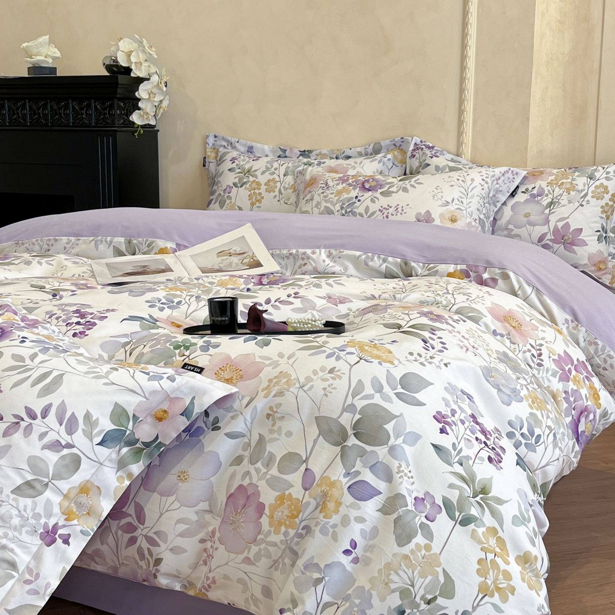 91家纺网 家纺一手货源 找家纺 禾时 2025新款全棉超柔数码印花磨毛四件套（32x21磨毛） 芸也（米）