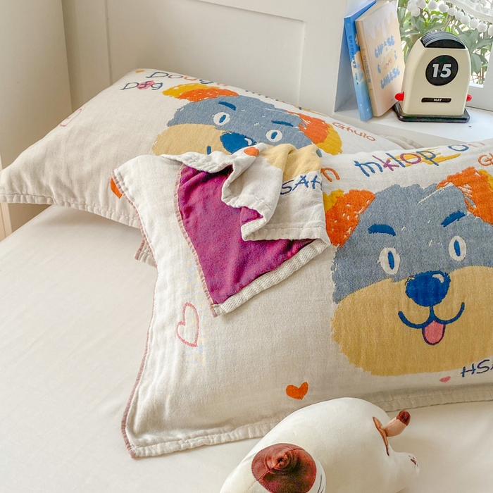 91家纺网 家纺一手货源 找家纺 美宜家2025新款全棉水洗纱布枕巾 旺旺一对