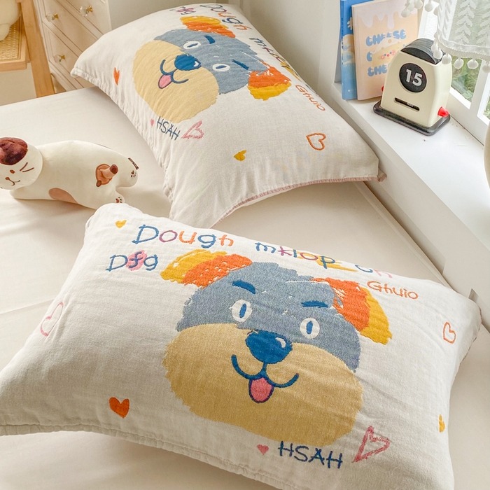 91家纺网 家纺一手货源 找家纺 美宜家2025新款全棉水洗纱布枕巾 旺旺一对