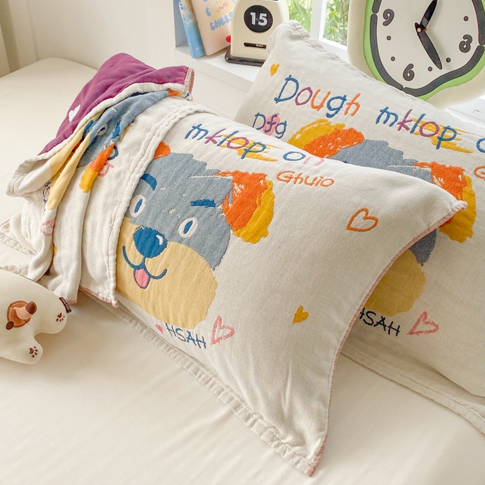 91家纺网 家纺一手货源 找家纺 美宜家2025新款全棉水洗纱布枕巾 旺旺一对