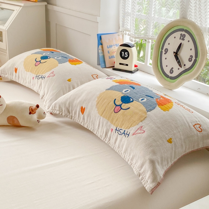 91家纺网 家纺一手货源 找家纺 美宜家2025新款全棉水洗纱布枕巾 旺旺一对